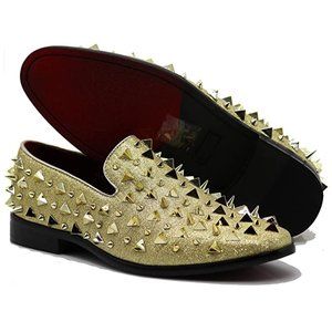 Men's Vintage Spike Dress Loafers Slip On Fashion Shoes Classic Tuxedo Dress Sho